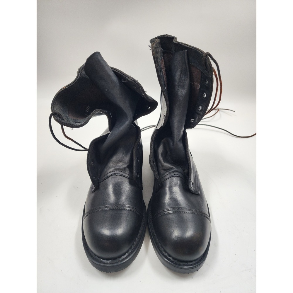 Vintage Black Leather Military Paratrooper Combat Boots Cap Toe Mens Size 8 R